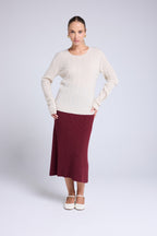 Pull Col Rond Torsades Raphaelle - Beige Crème