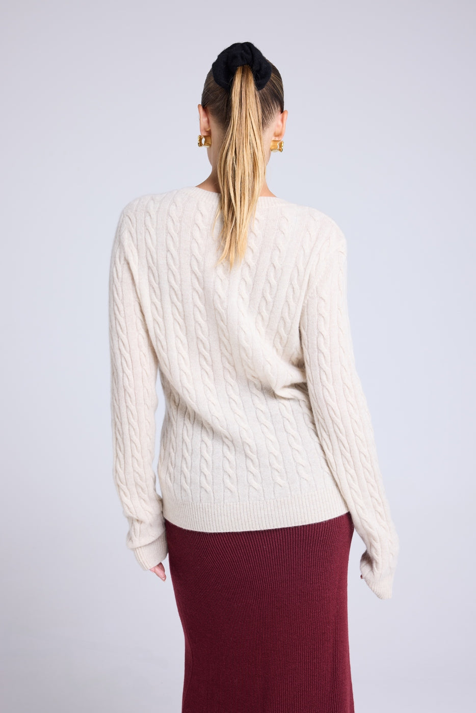 Pull Col Rond Torsades Raphaelle - Beige Crème
