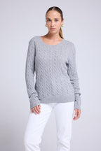 Jersey Cuello Redondo Trenzado Raphaelle - Gris