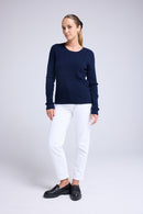 Pull Col Rond Torsades Raphaelle - Bleu Marine