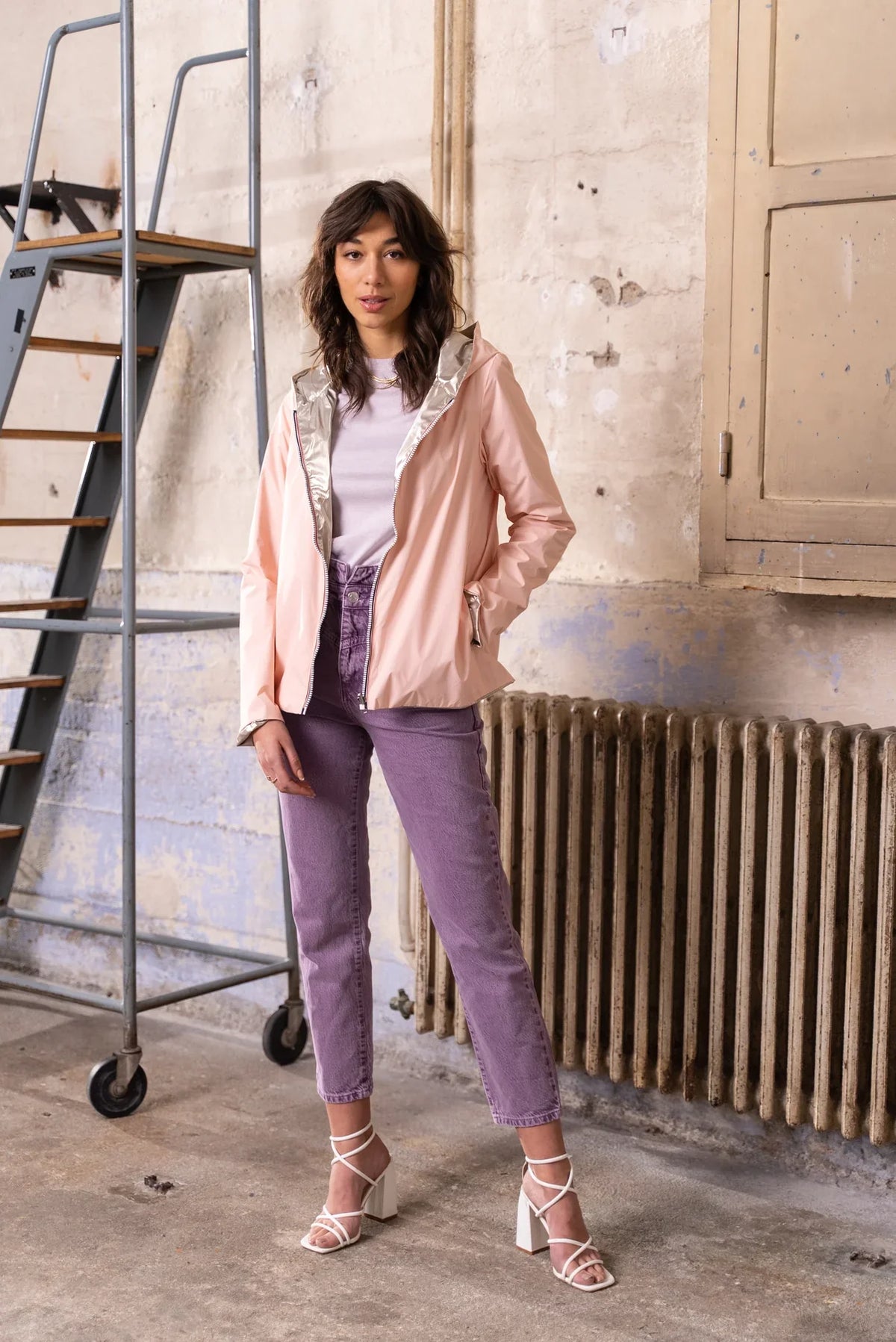 Imperméable Elena Courte - Rose/Dorée