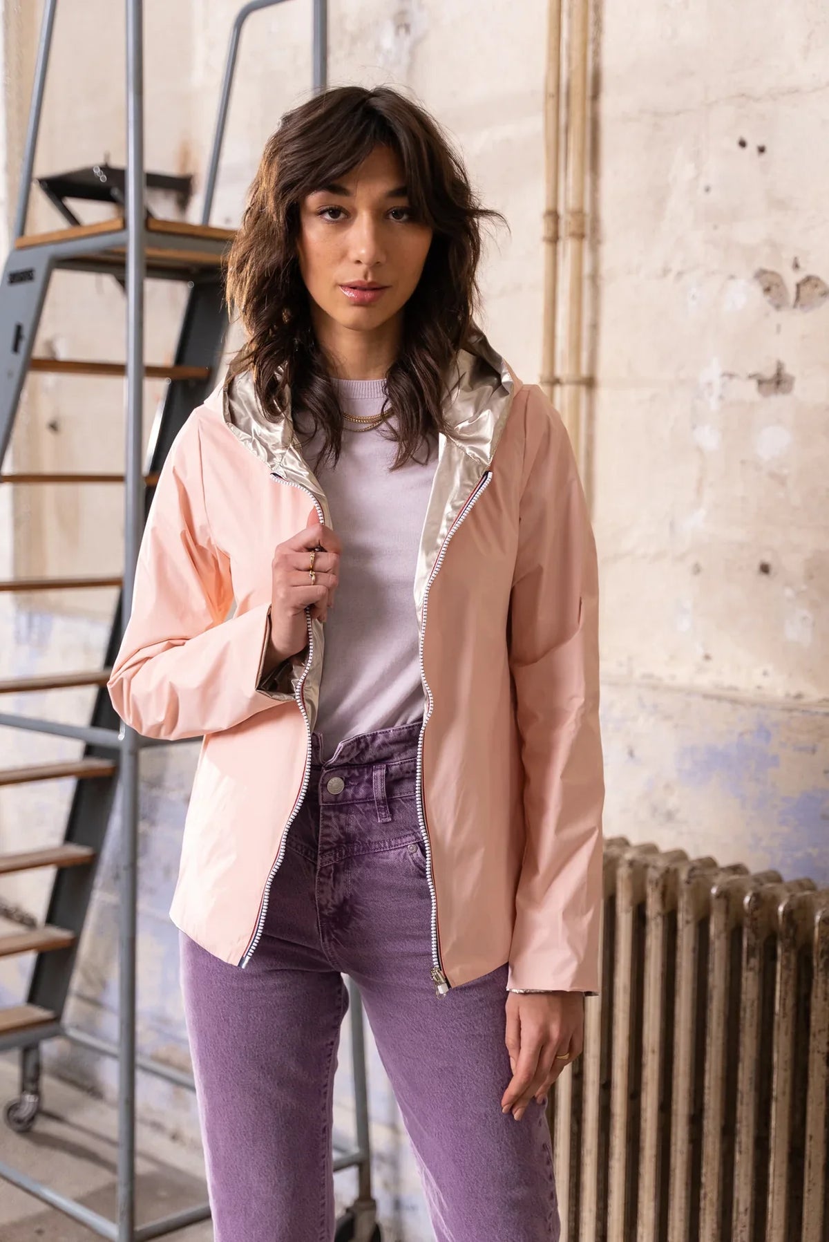 Imperméable Elena Courte - Rose/Dorée