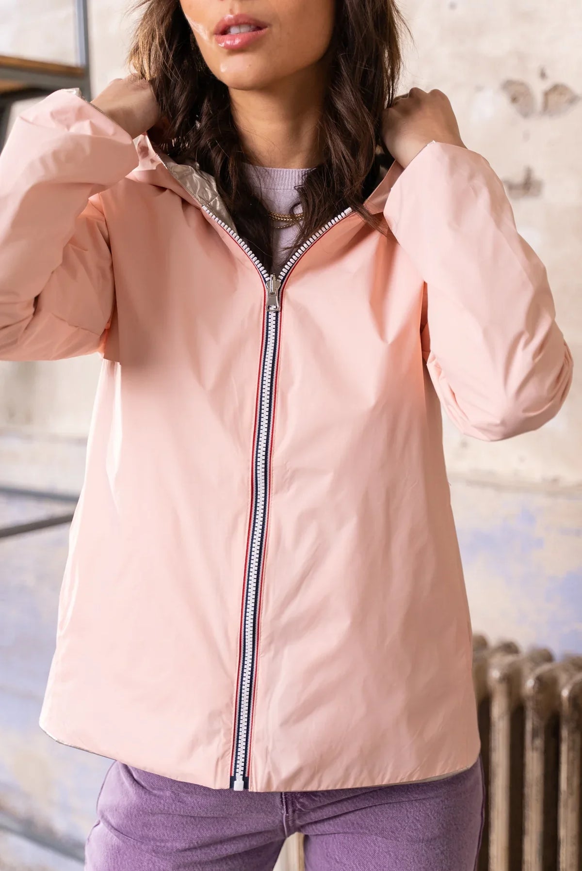 Imperméable Elena Courte - Rose/Dorée