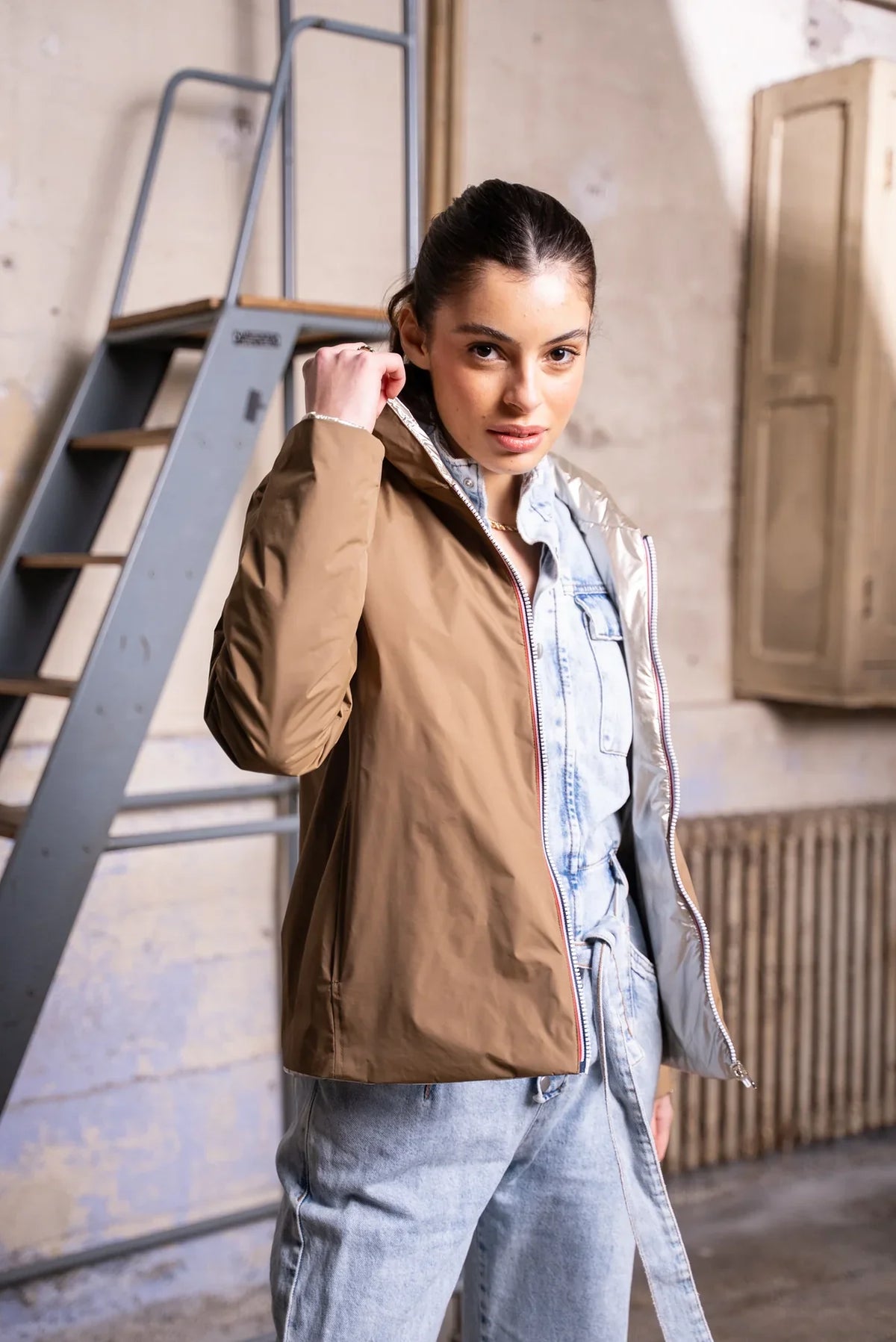 Regnjacka Mandy - Camel/Guld