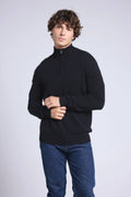 Rayman Zip Funnel Neck Jumper - Black - Men
