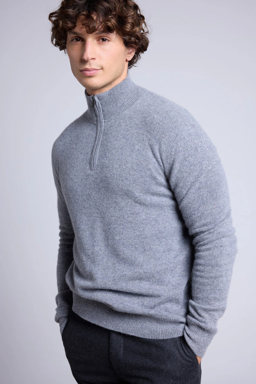 Pull Col Zippe Montant  Rayman - Gris Fonce - Homme