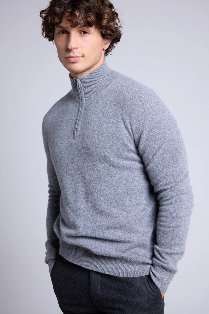 Rayman High Zip Collar Sweater - Dark Gray - Men