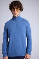 Pull Col Zippe Montant Rayman - Bleu Jean - Homme