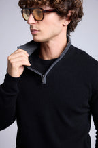 Pull Col Zippe Montant Rayman - Noir Et Gris - Homme