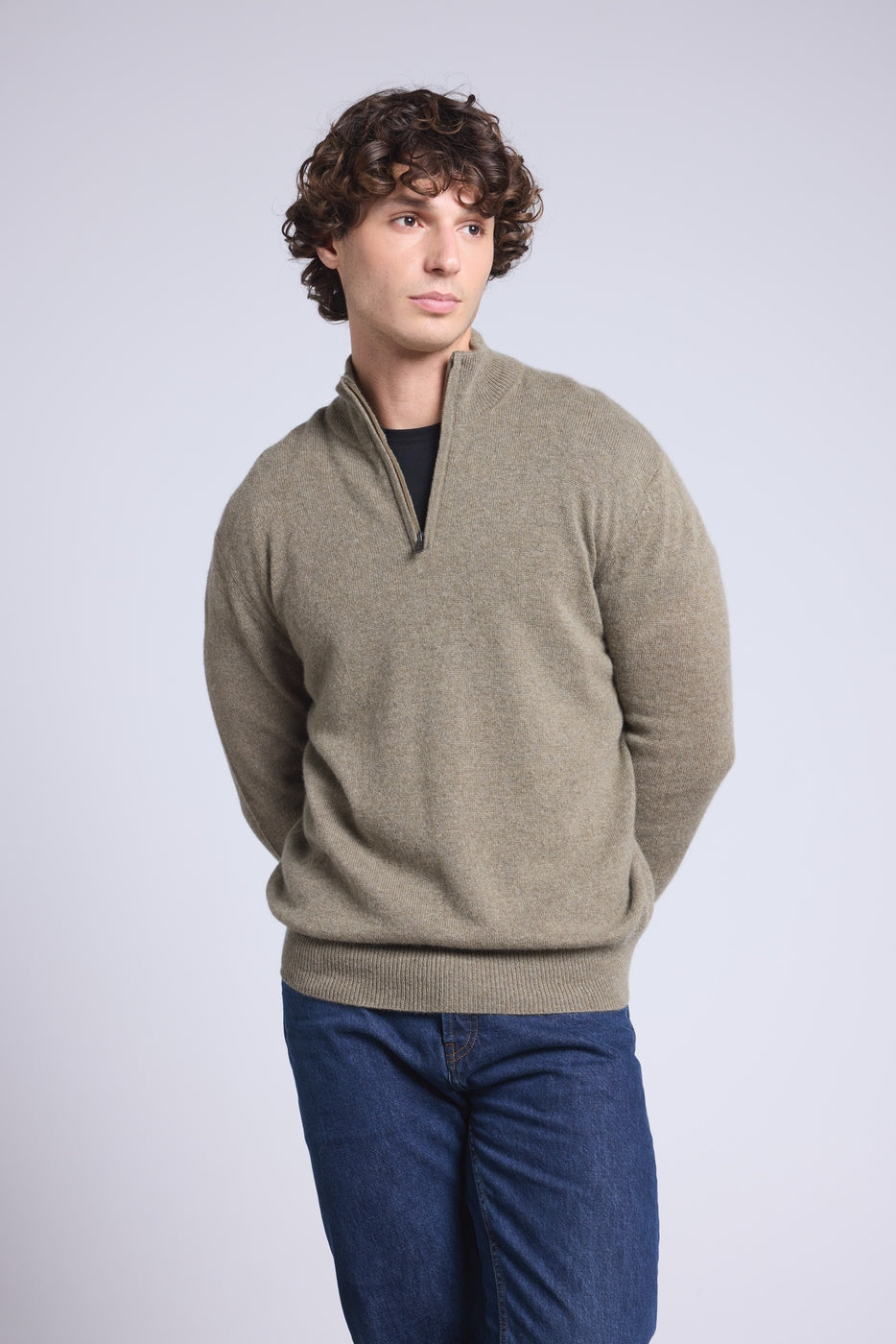 Jersey Cuello Cremallera Alto Rayman - Verde Caqui - Hombre