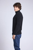 Rayman Zip Funnel Neck Jumper - Black - Men