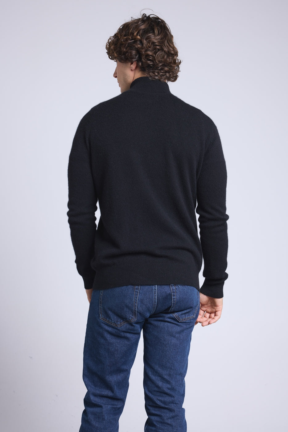 Rayman Zip Funnel Neck Jumper - Black - Men