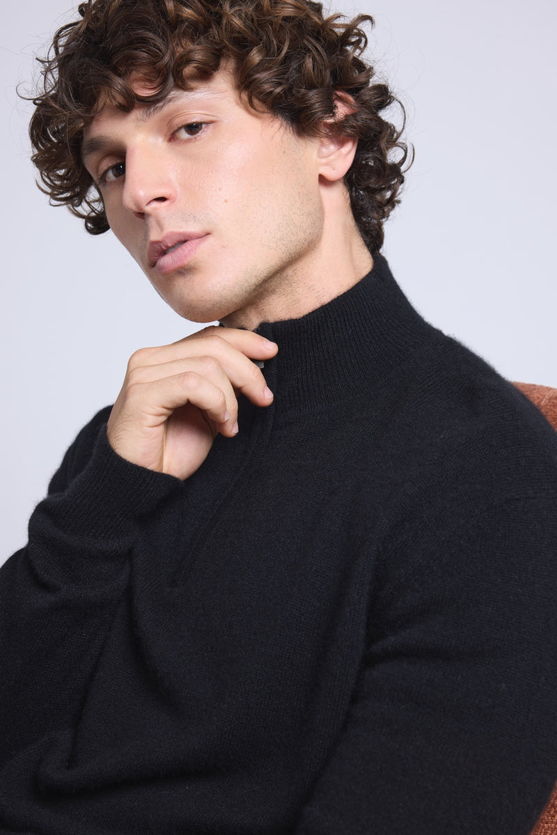Pull Col Zippe Montant Rayman - Noir - Homme