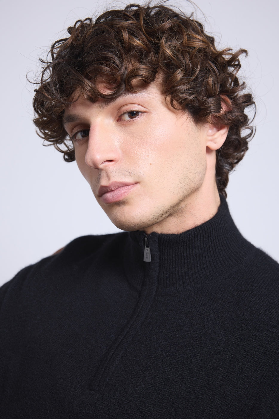 Rayman Zip Funnel Neck Jumper - Black - Men