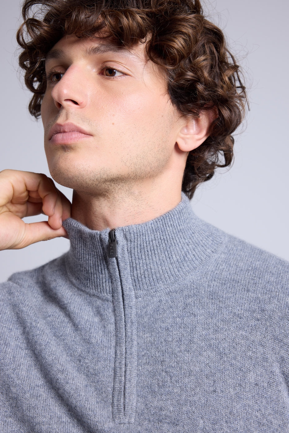 Pull Col Zippe Montant  Rayman - Gris Fonce - Homme