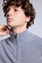 Pull Col Zippe Montant  Rayman - Gris Fonce - Homme