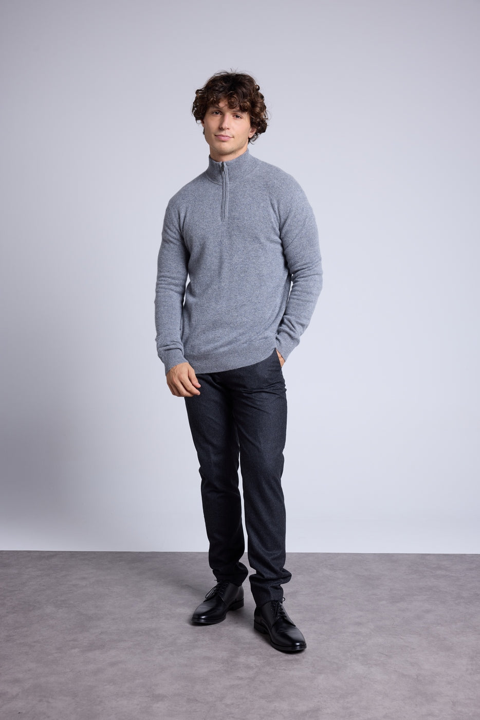 Pull Col Zippe Montant  Rayman - Gris Fonce - Homme