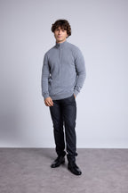 Pull Col Zippe Montant  Rayman - Gris Fonce - Homme