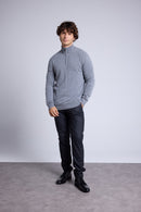 Rayman High Zip Collar Sweater - Dark Gray - Men