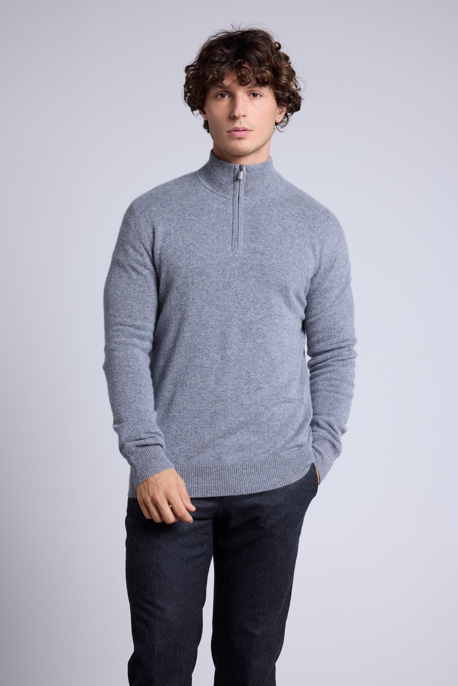 Pull Col Zippe Montant  Rayman - Gris Fonce - Homme