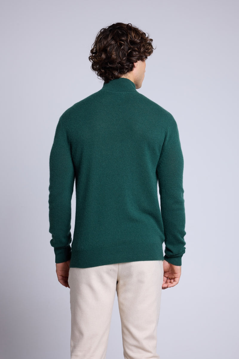 Pull Col Zippe Montant Rayman - Vert Bouteille - Homme