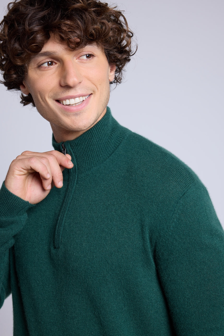 Pull Col Zippe Montant Rayman - Vert Bouteille - Homme
