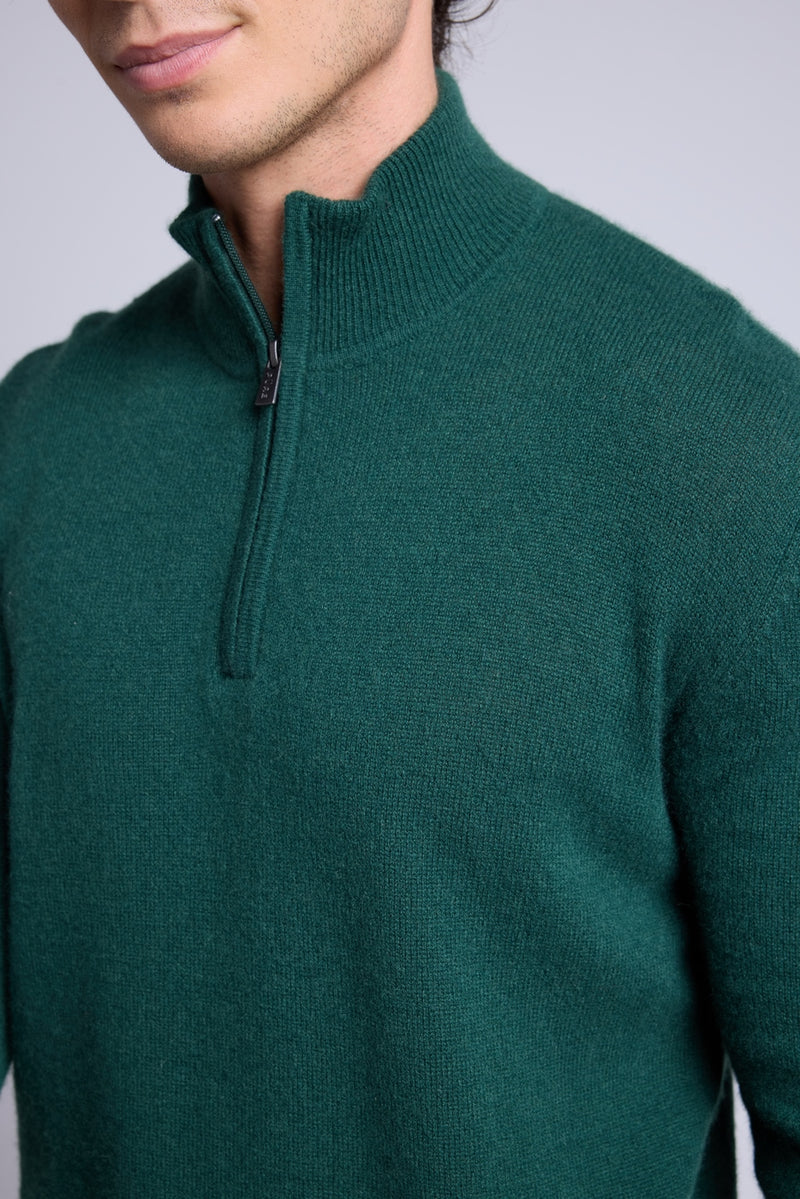 Pull Col Zippe Montant Rayman - Vert Bouteille - Homme
