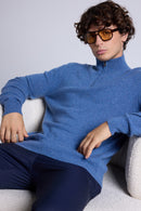 Pull Col Zippe Montant Rayman - Bleu Jean - Homme