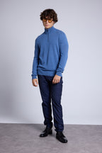 Pull Col Zippe Montant Rayman - Bleu Jean - Homme