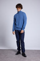 Pull Col Zippe Montant Rayman - Bleu Jean - Homme