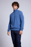 Pull Col Zippe Montant Rayman - Bleu Jean - Homme