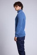 Pull Col Zippe Montant Rayman - Bleu Jean - Homme