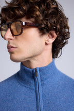 Pull Col Zippe Montant Rayman - Bleu Jean - Homme