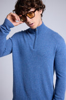 Pull Col Zippe Montant Rayman - Bleu Jean - Homme