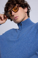 Pull Col Zippe Montant Rayman - Bleu Jean - Homme