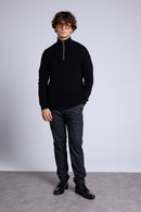 Pull Col Zippe Montant Rayman - Noir Et Gris - Homme