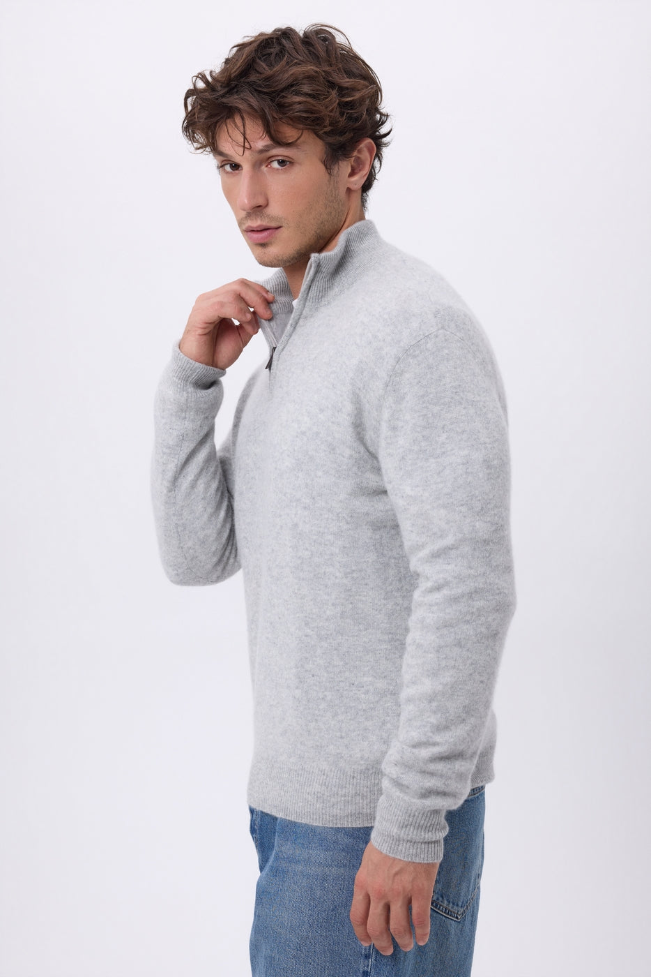 Pull Col Montant Zippe Rayman - Gris Clair - Homme