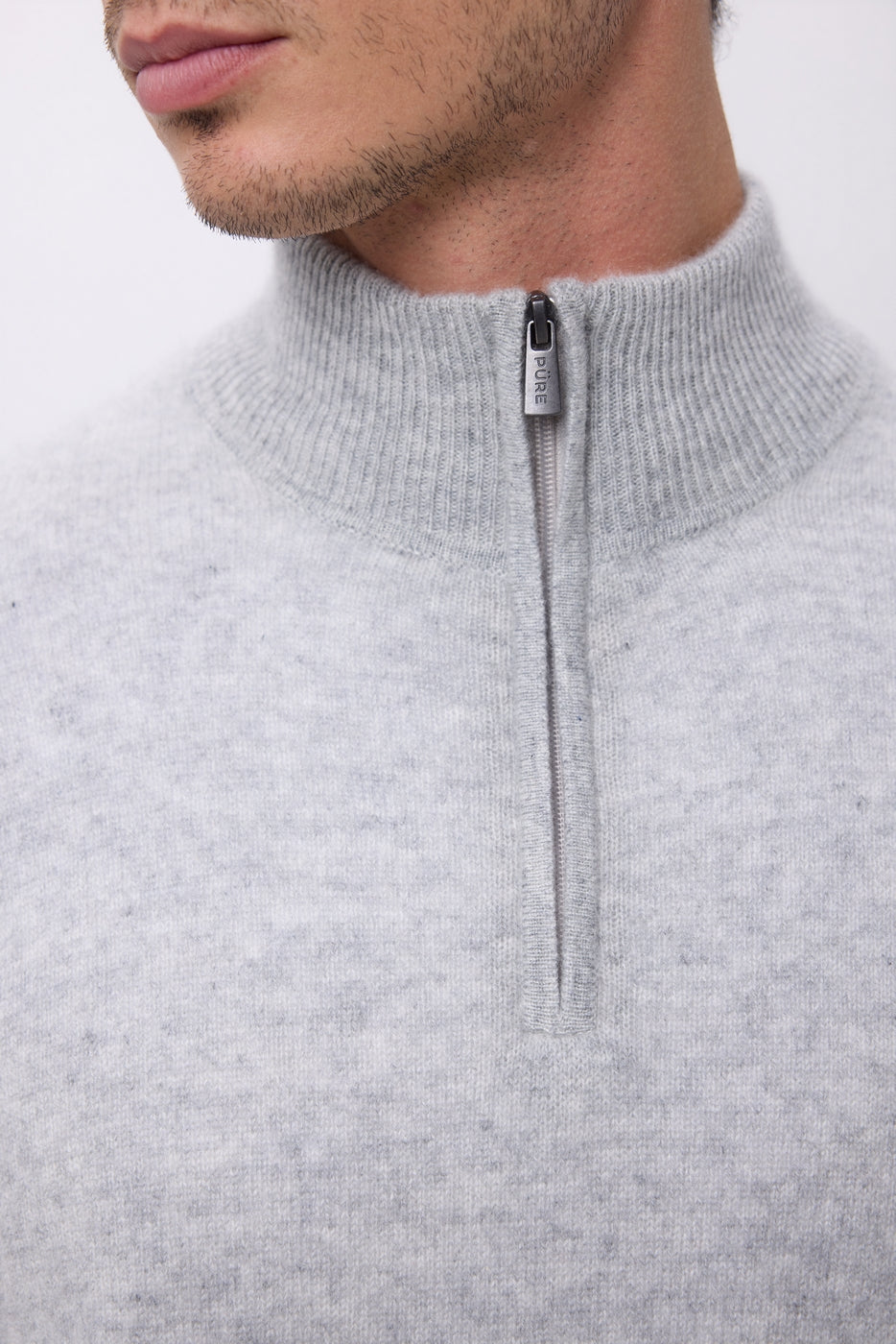 Pull Col Montant Zippe Rayman - Gris Clair - Homme