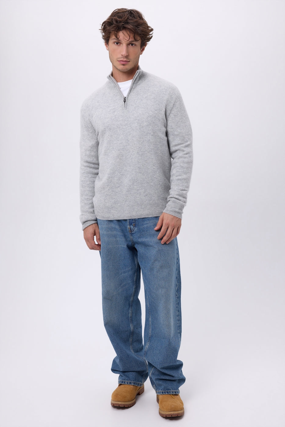 Pull Col Montant Zippe Rayman - Gris Clair - Homme
