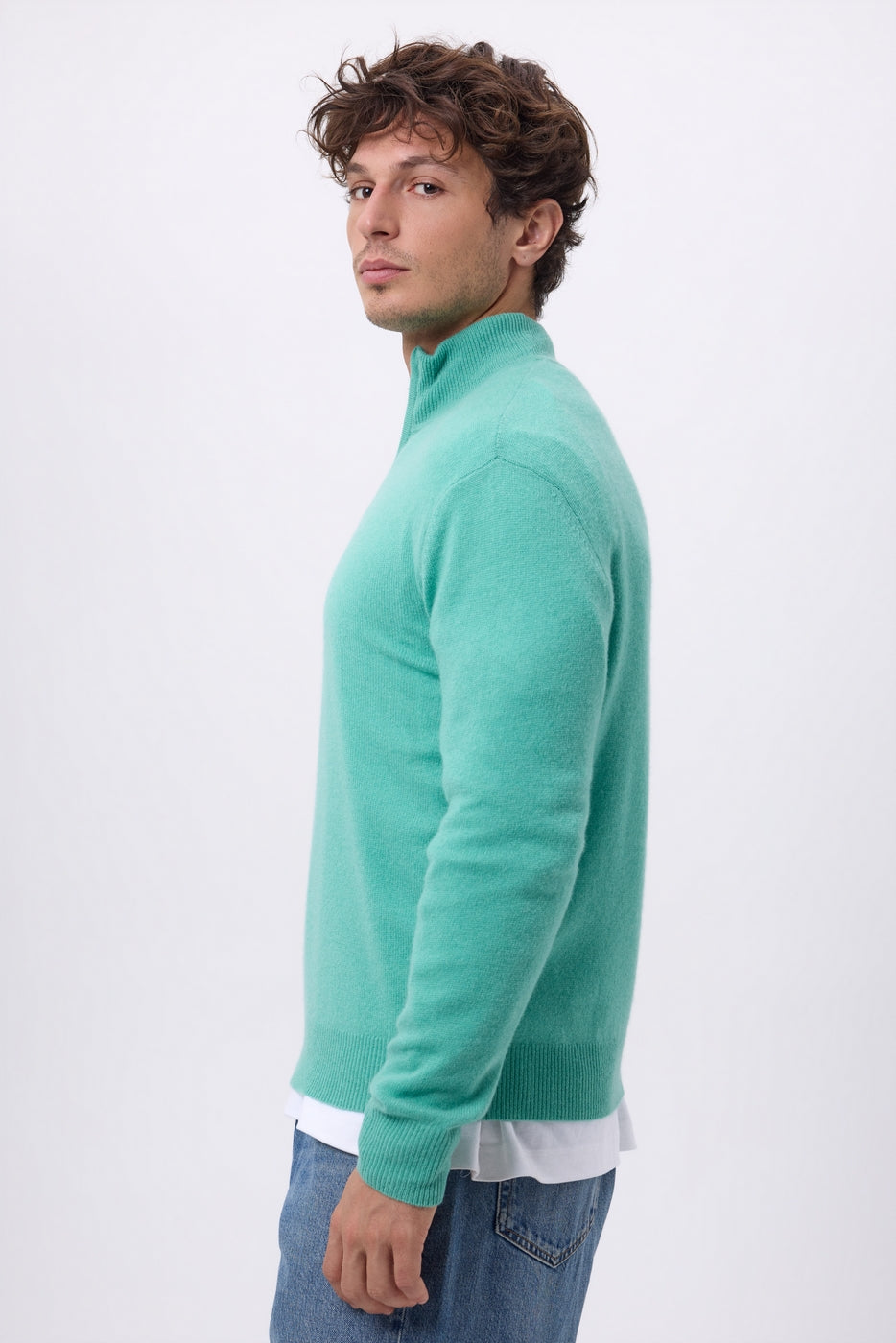 Jersey de cuello alto con cremallera Rayman - Verde pastel - Hombre