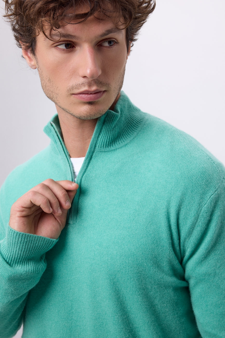 Jersey de cuello alto con cremallera Rayman - Verde pastel - Hombre