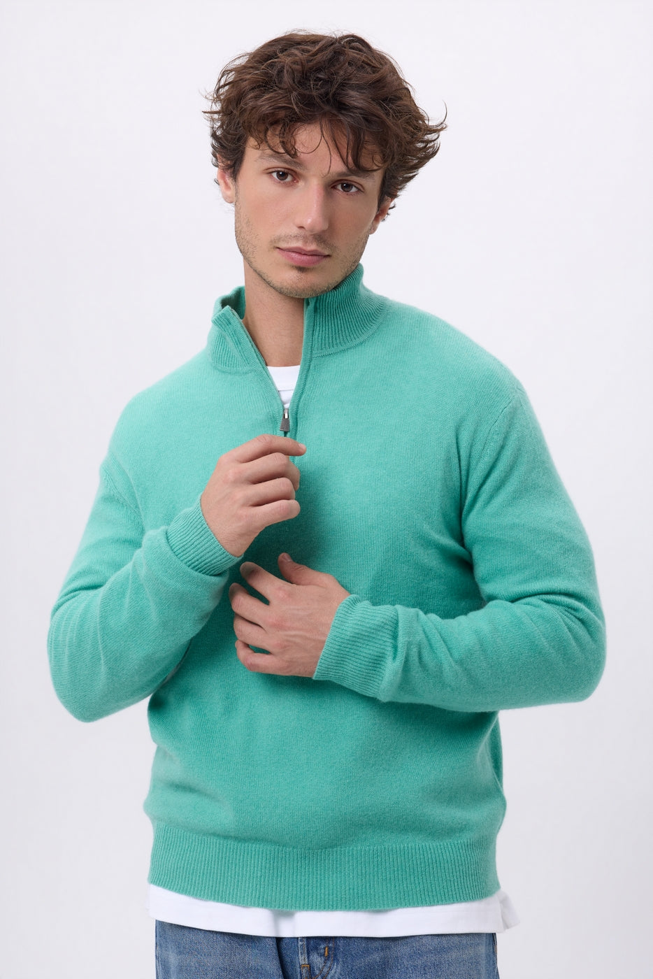 Jersey de cuello alto con cremallera Rayman - Verde pastel - Hombre