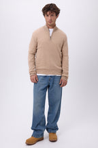 Pull Col Montant Zippe Rayman - Beige Creme - Homme