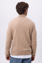 Pull Col Montant Zippe Rayman - Beige Creme - Homme