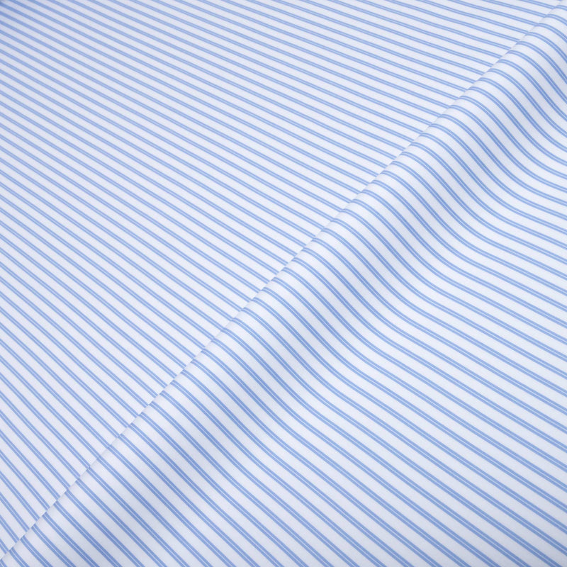 Chemise En Popeline Facile À Repasser Double Rayures Bleu Ciel