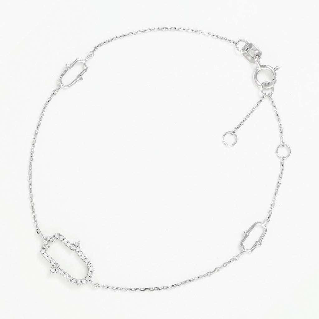 "Hand" Bracelet D0.10/33 - 375/1000 White Gold