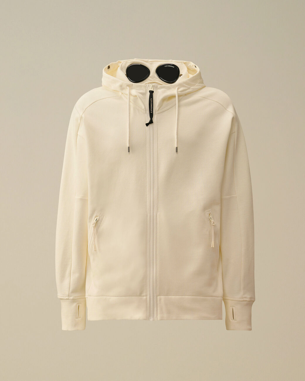CP Company - Diagonal Fleece Goggle Zip Hoodie – White