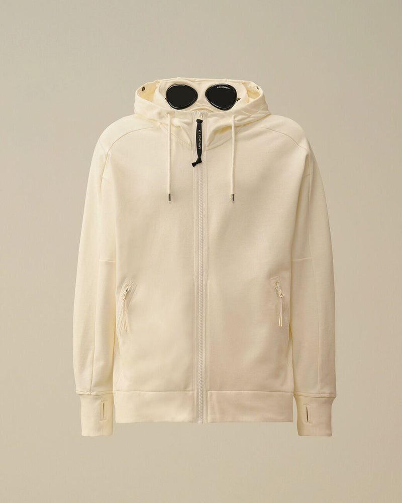 Sweat à Capuche Zippé Diagonal Fleece Goggle – C.P. Company – Blanc
