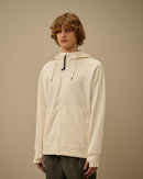 Sweat à Capuche Zippé Diagonal Fleece Goggle – C.P. Company – Blanc