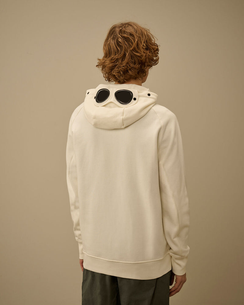 Sweat à Capuche Zippé Diagonal Fleece Goggle – C.P. Company – Blanc